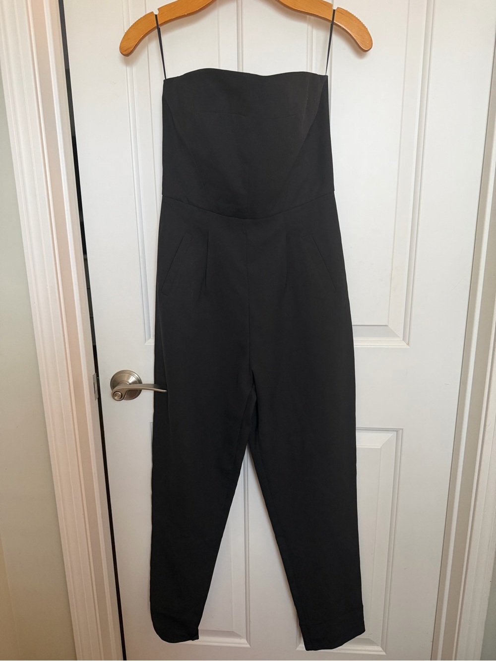 Missguided Sleek Black Strapless Jumpsuit